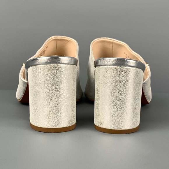 COLE HAAN Silver Leather Peep Toe Sandals - Picture 5 of 7